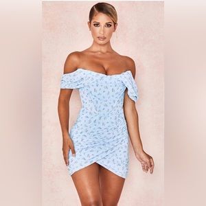 House of CB Luna Blue Floral Draped Corset Mini Dress